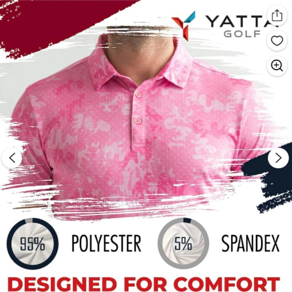 Yatta Golf Mens Standout Performance Short Sleeve Golf Polo Shirt NWT